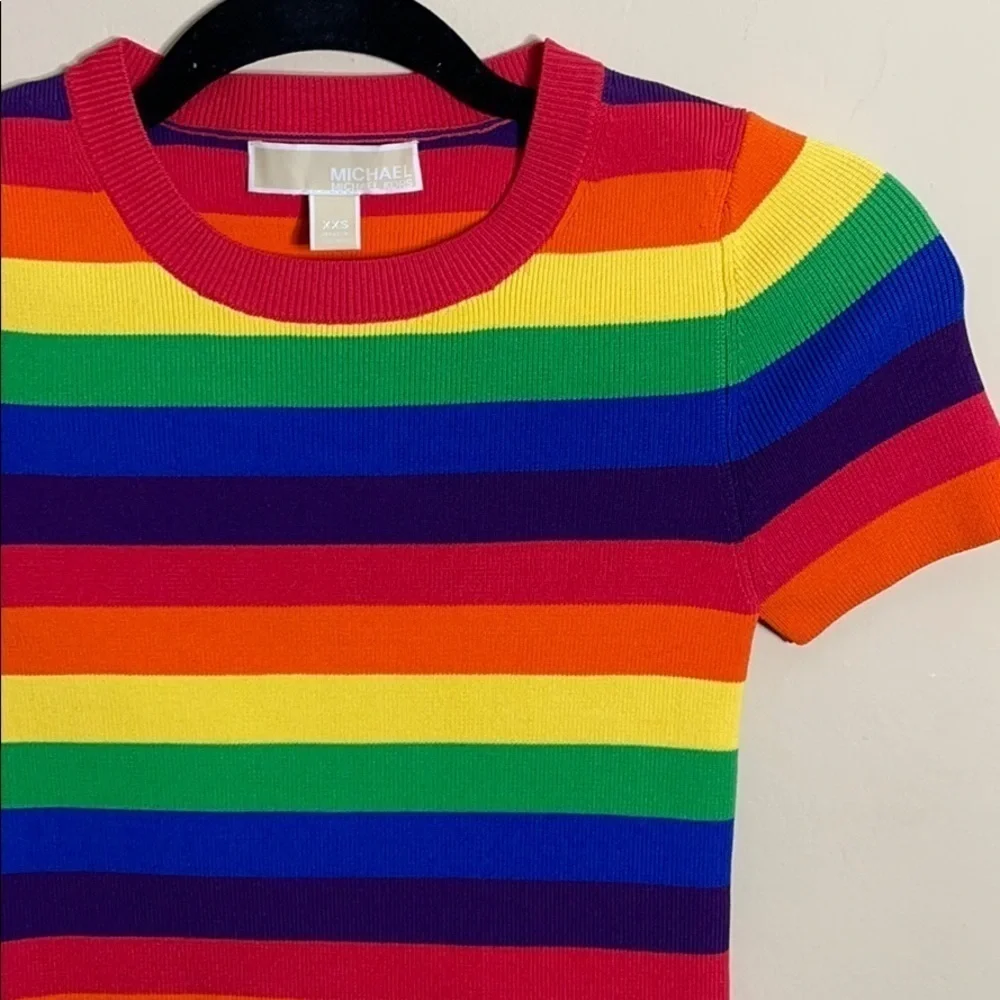 Michael Kors 🌈 Rainbow knit top XXS - Picture 6 of 11
